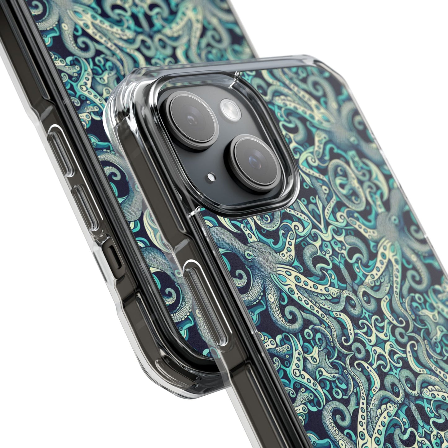 Twisted Aqua Octopus Magnetic Clear Phone Case, Many Models