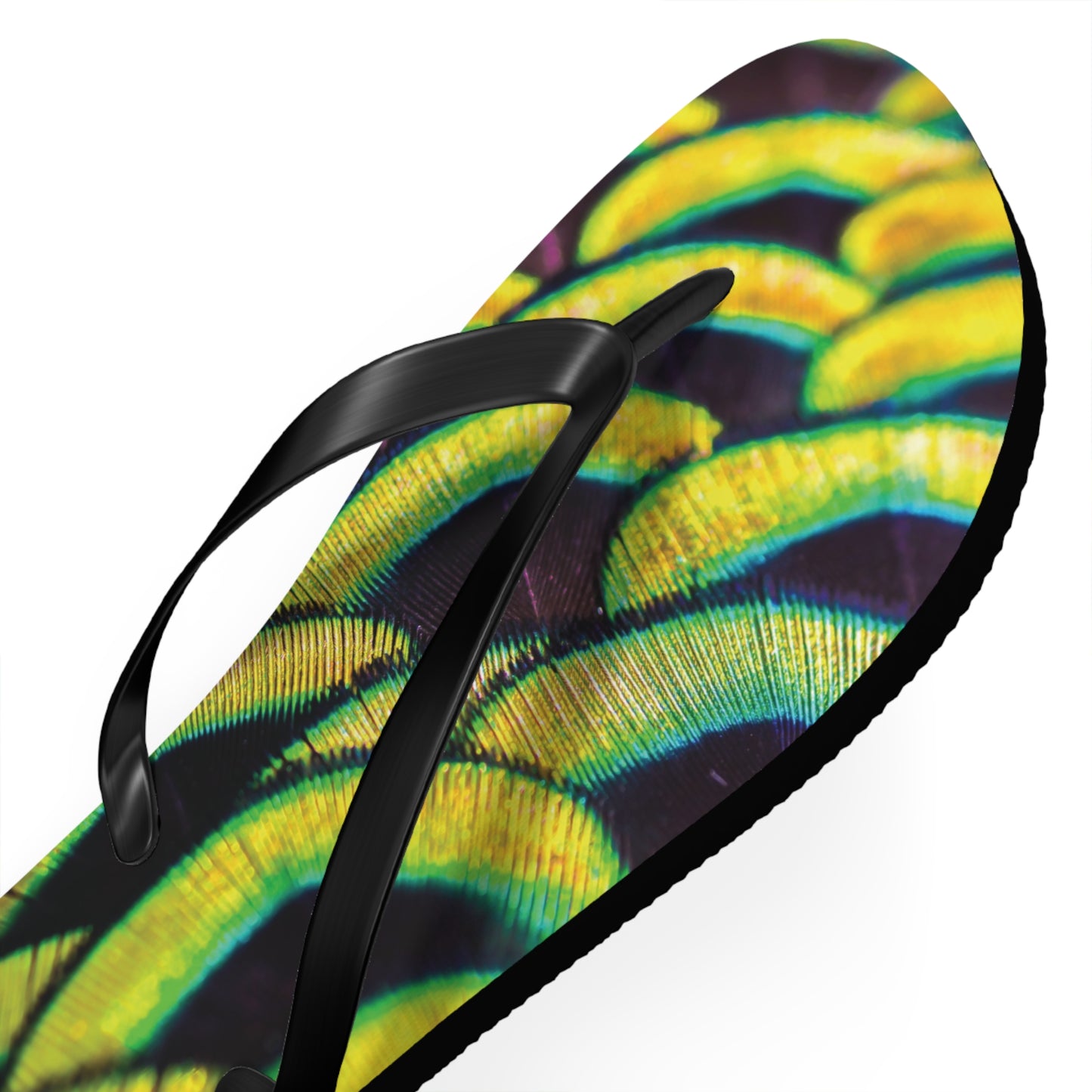 Flip Flops - Yellow Peacock Feathers