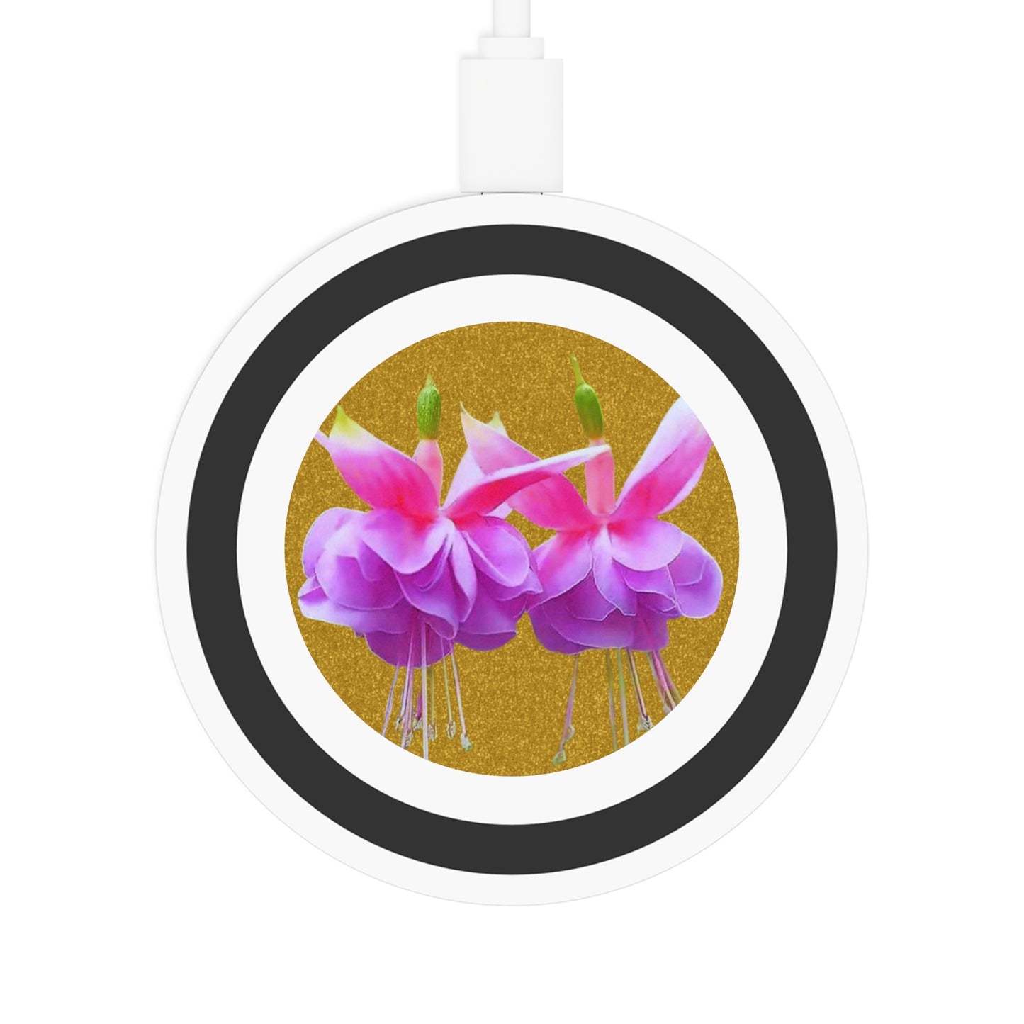 Quake Wireless Charging Pad - Two Pink Fuchsias / Gold Glitter