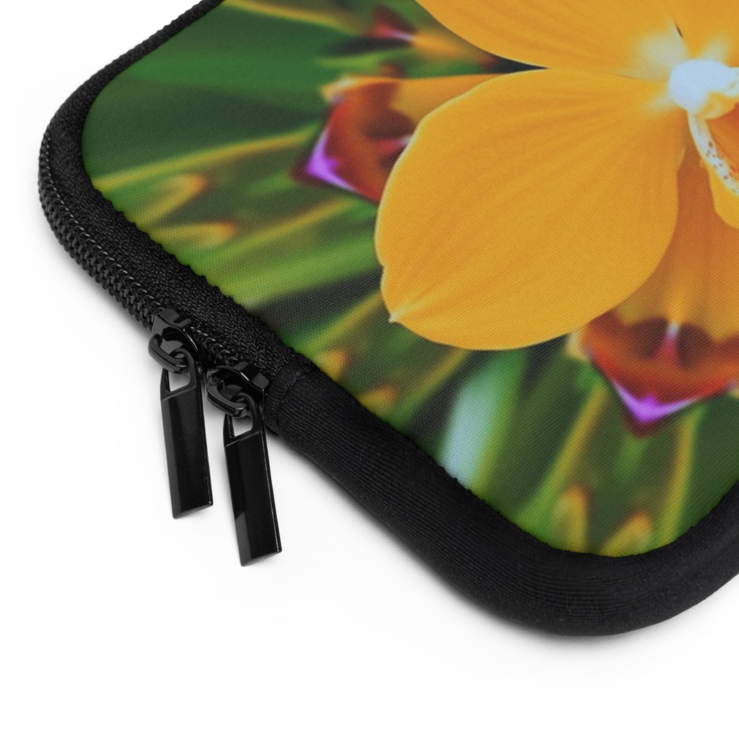 Tropical Laptop Sleeve, 5 Sizes - Perfect for Beach Lovers & Students / Kaleido Orange Orchid