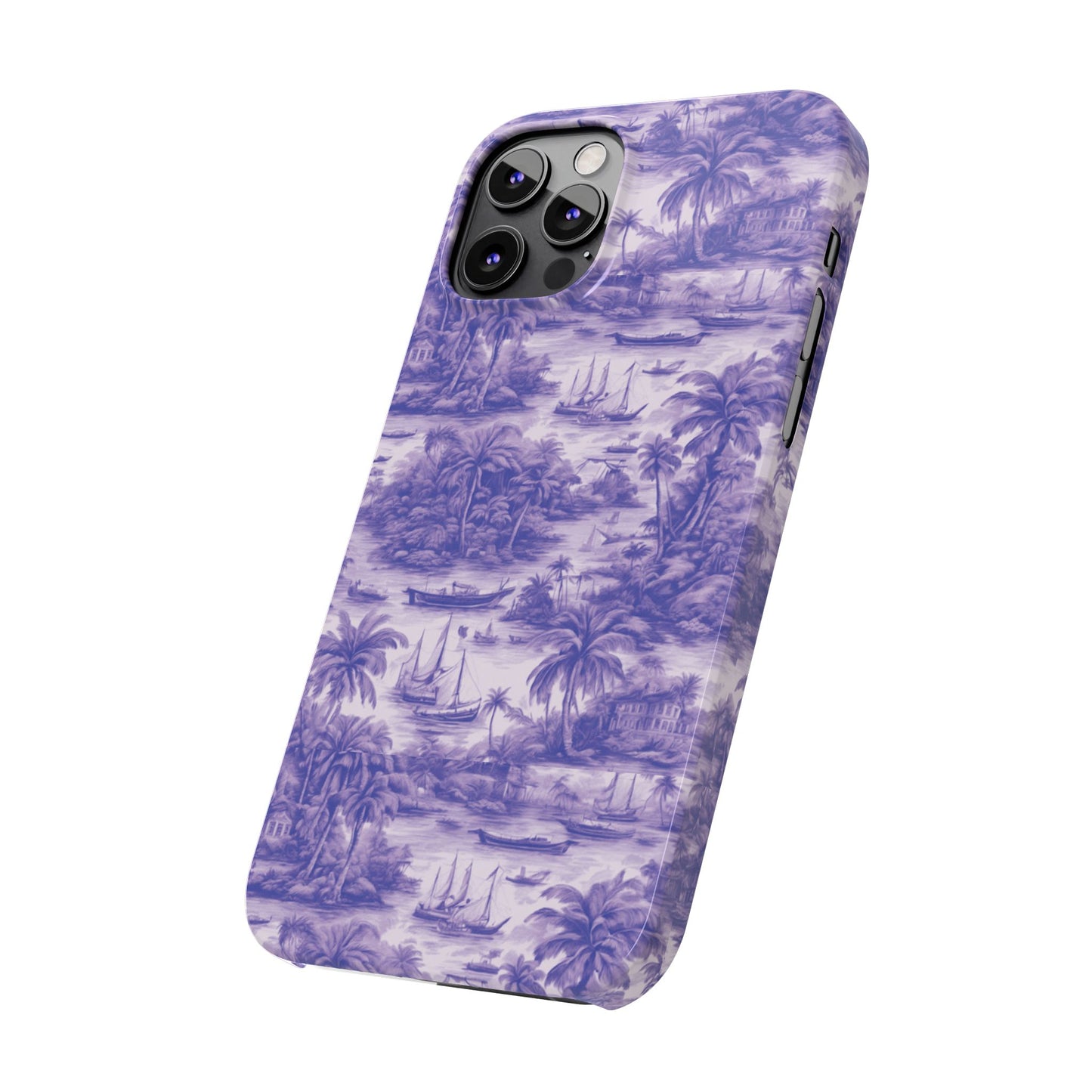 Slim Phone Cases - Tropical Toile #1, purple