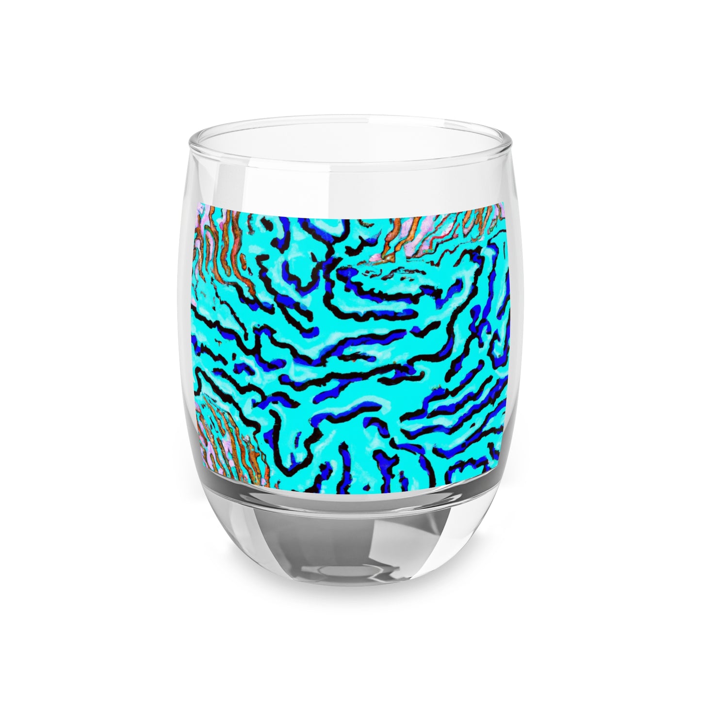 Whiskey Glass, Wild Coral Reef/Turquoise