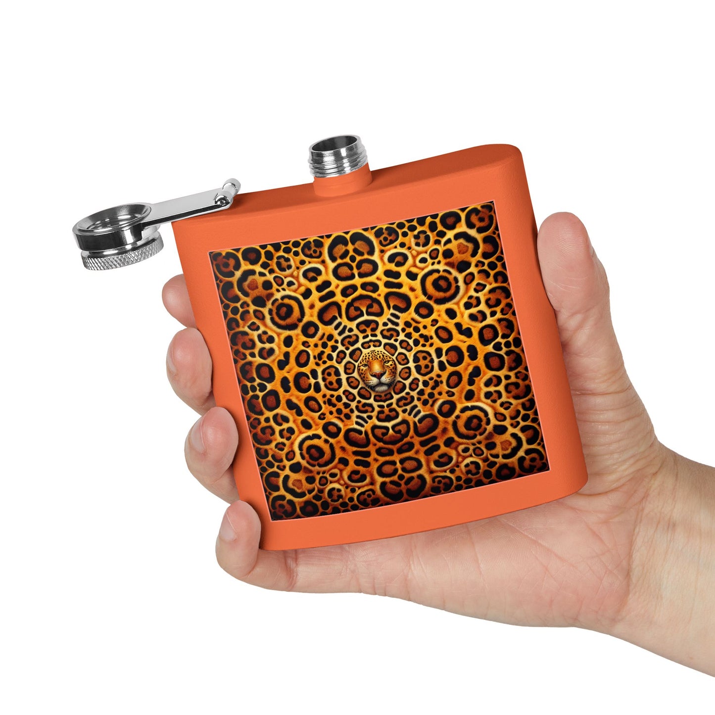 Tropical Stainless Steel 6 oz. Flask, Many Colors – Kaleidoscope Jaguar Spots