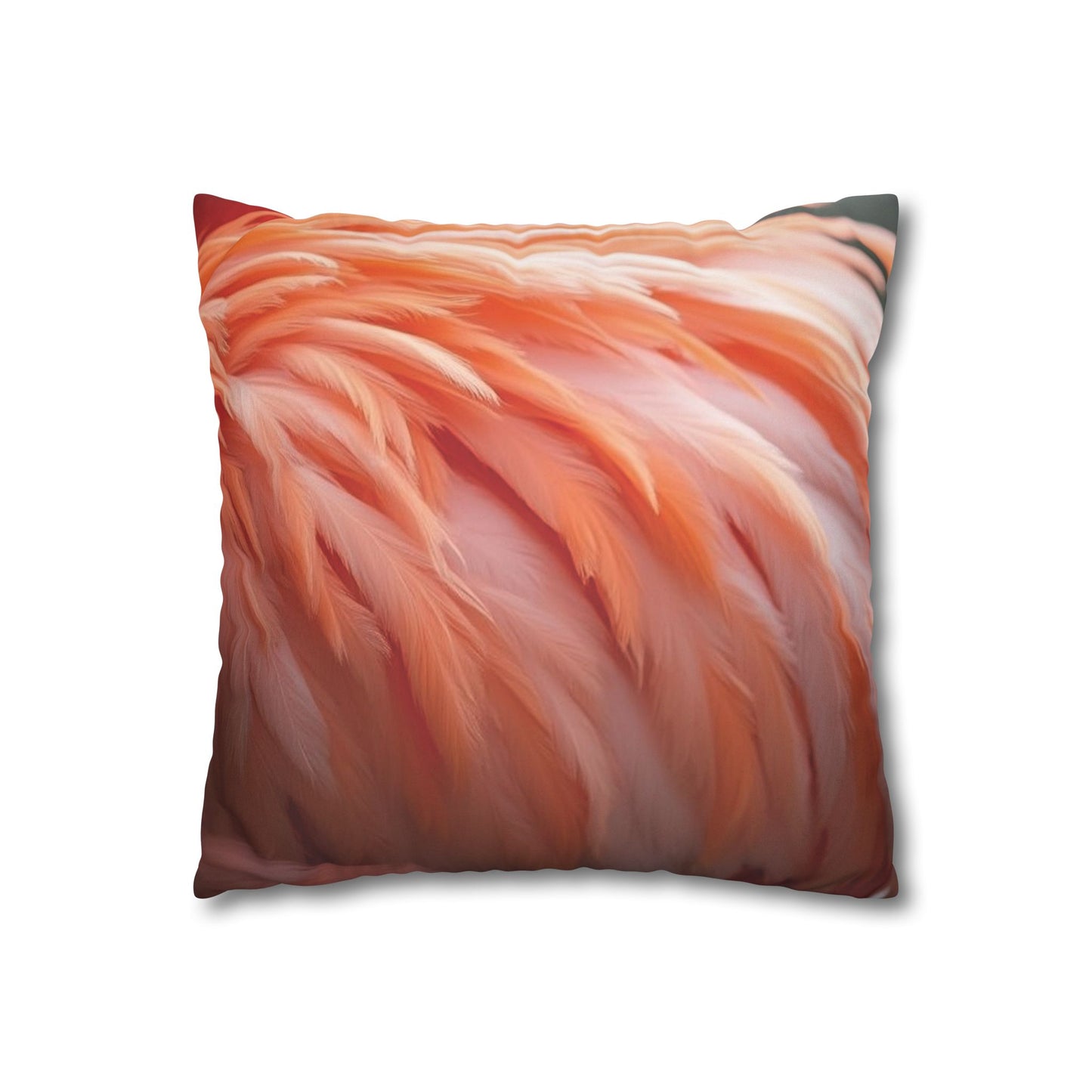 Faux Suede Square Pillowcase - Flamingo Feathers