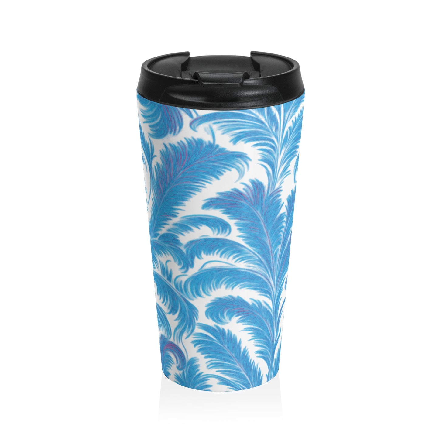 15 oz. Stainless Steel Travel Mug | Rocco Palms, Blue & White