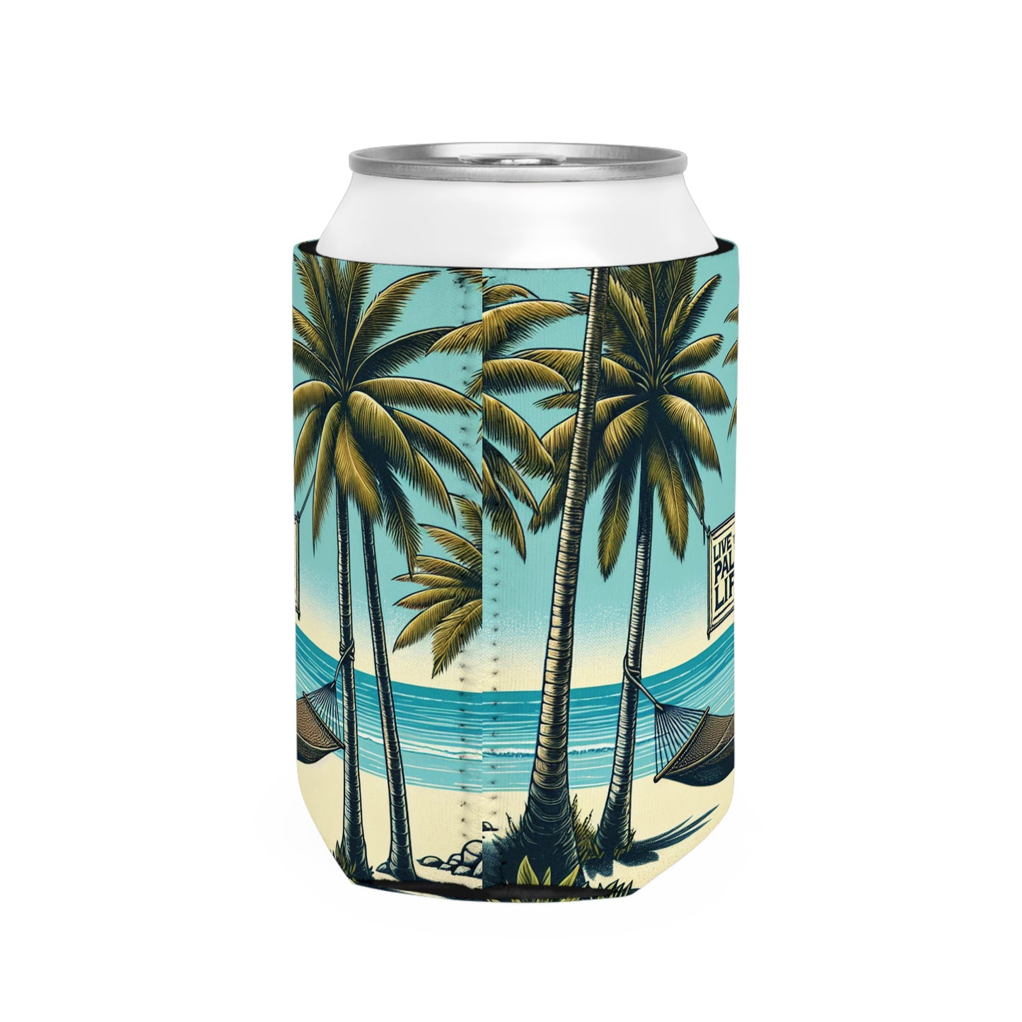 Hammock on Beach Can Cooler Sleeve - Perfect for Outdoor Picnics