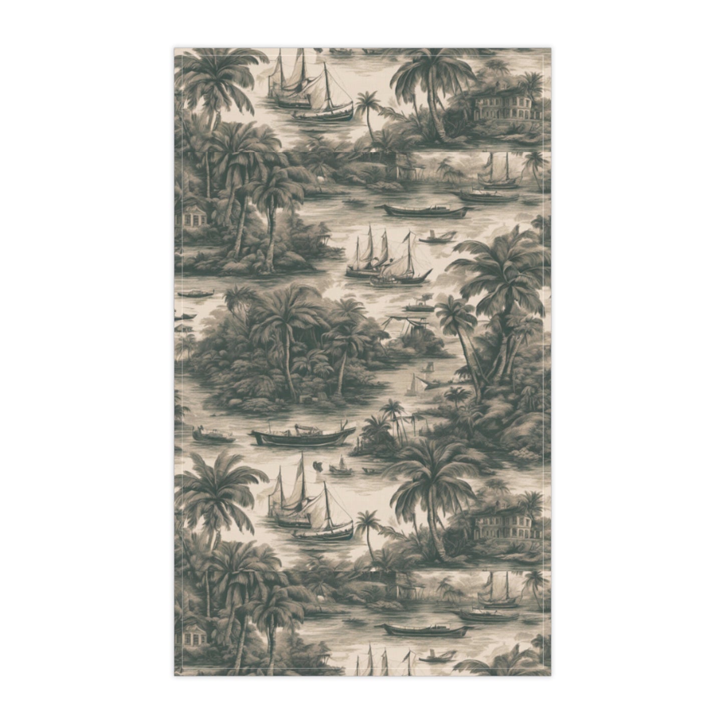 Tea Towels (cotton, poly), Tropical Toile, Black