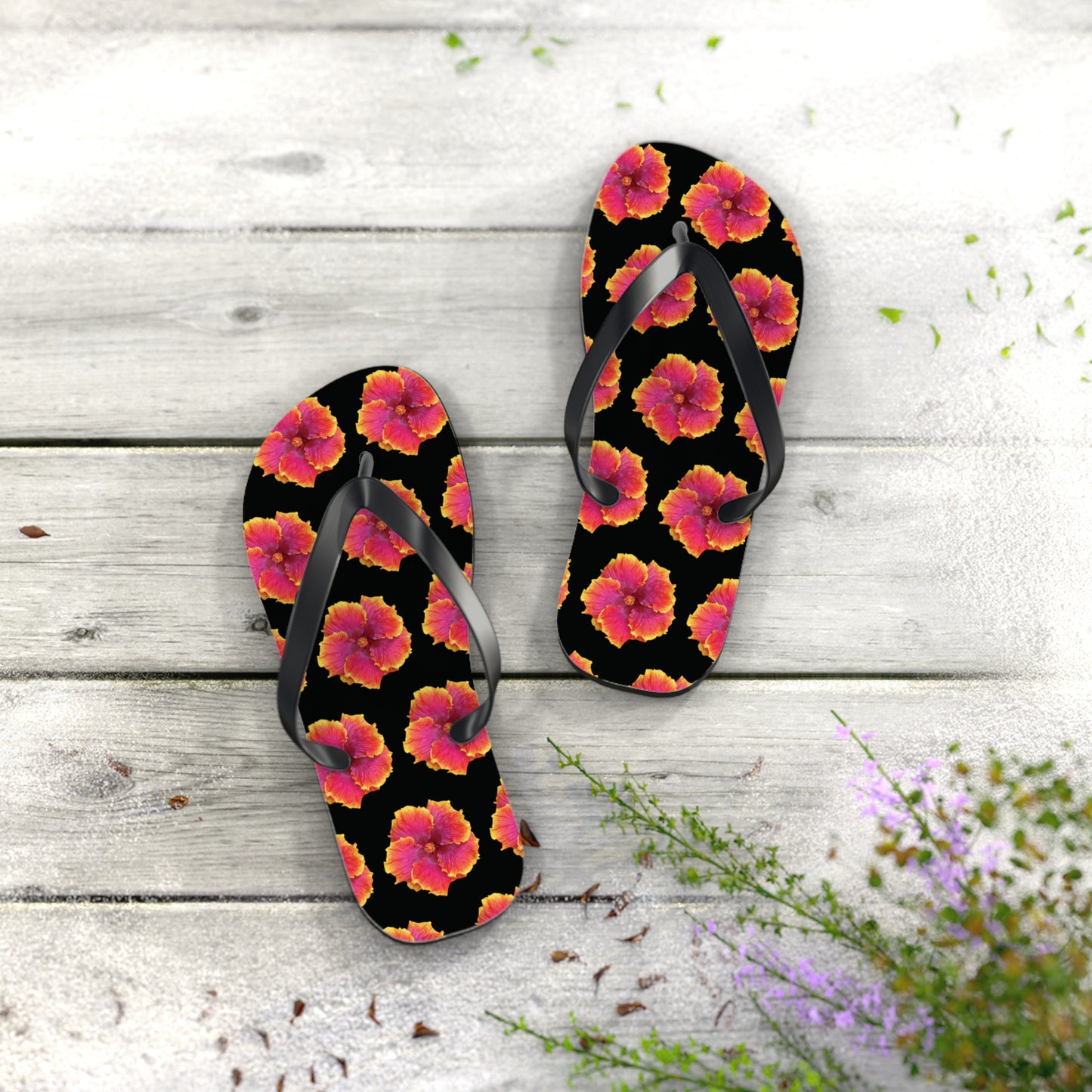 Flip Flops - Sunset Hibiscus/Black