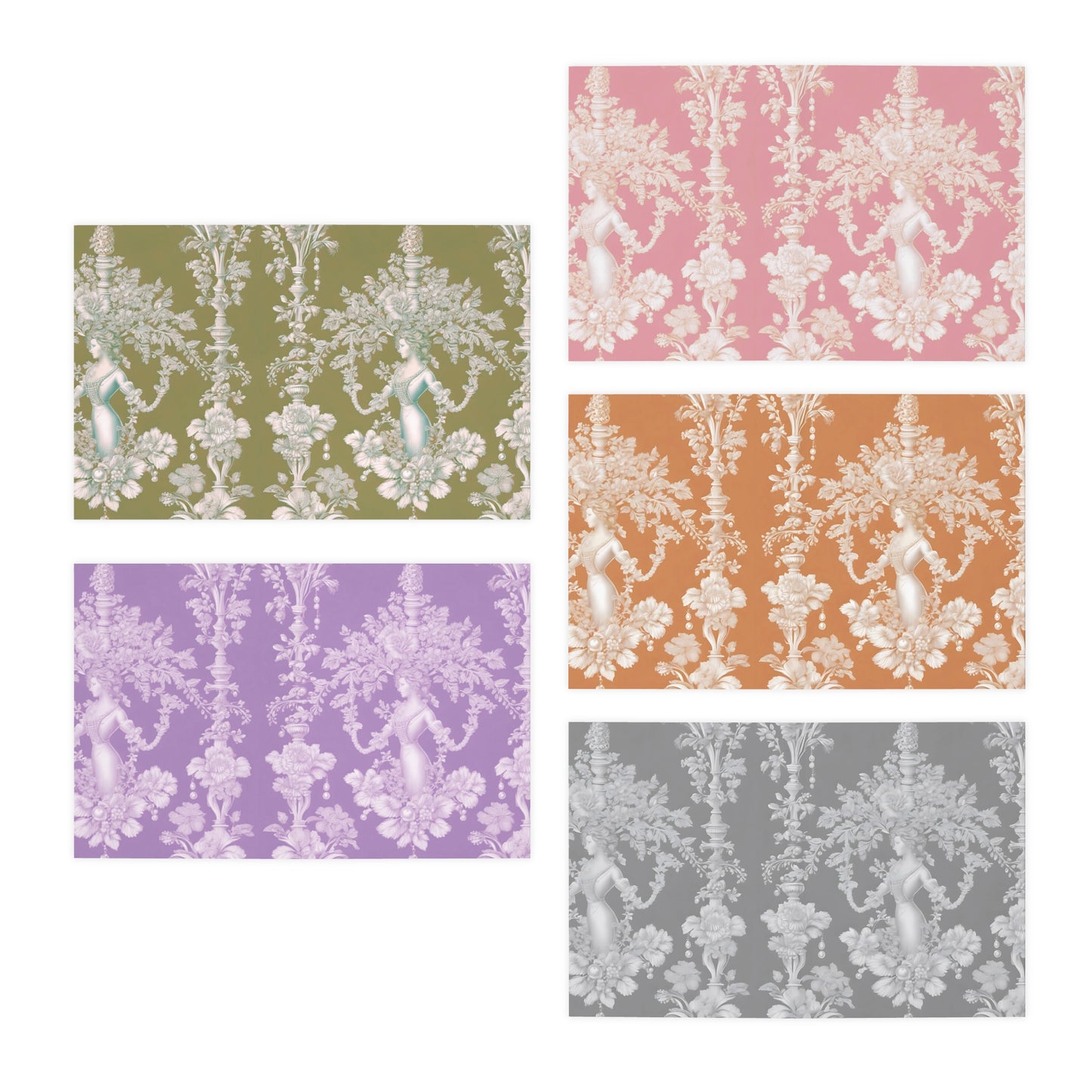 Elegant Multi-Design Greeting Cards | 5-Pack for All Occasions / Pearl Lady Toile