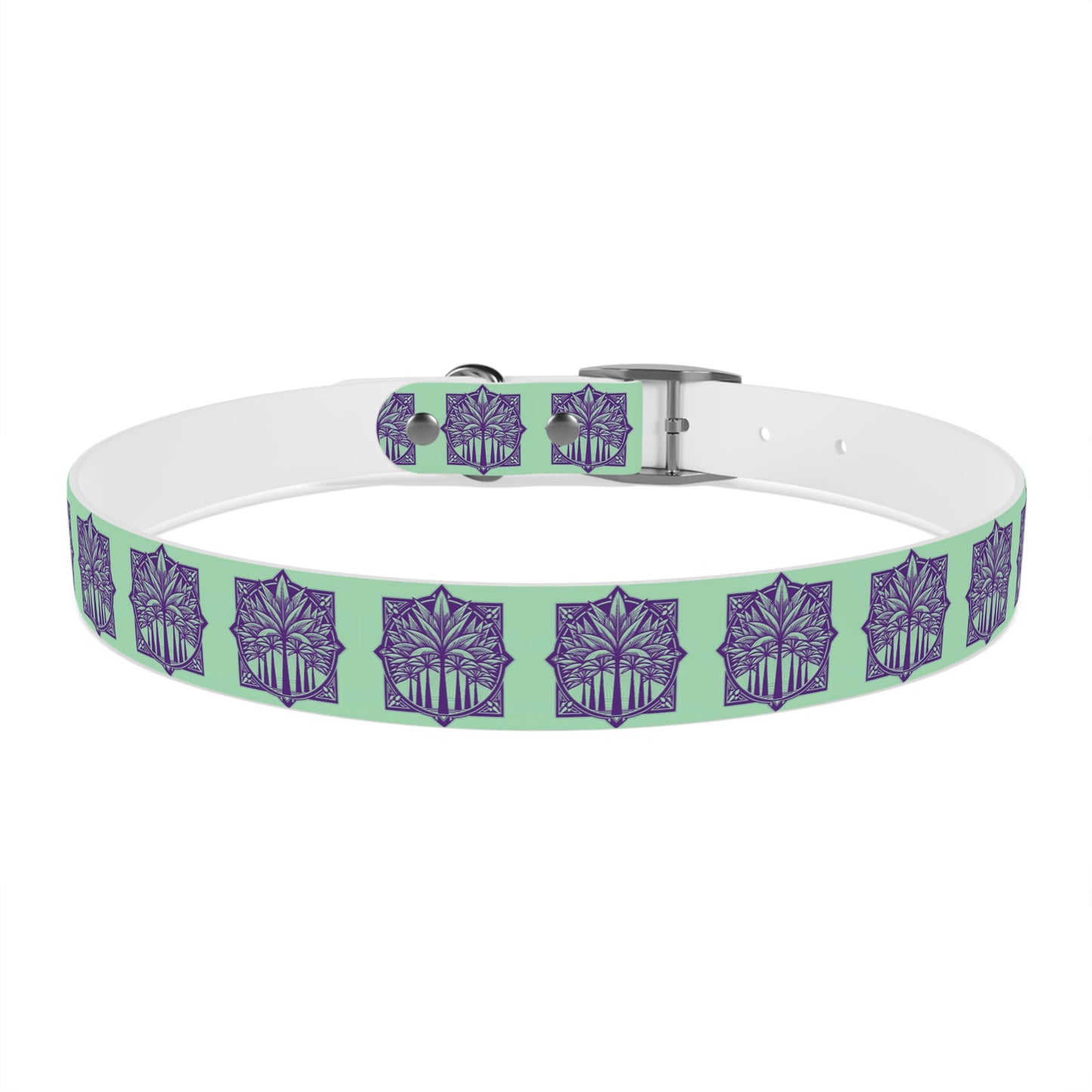 Dog Collar - Deco Palm Trees, Mint Green