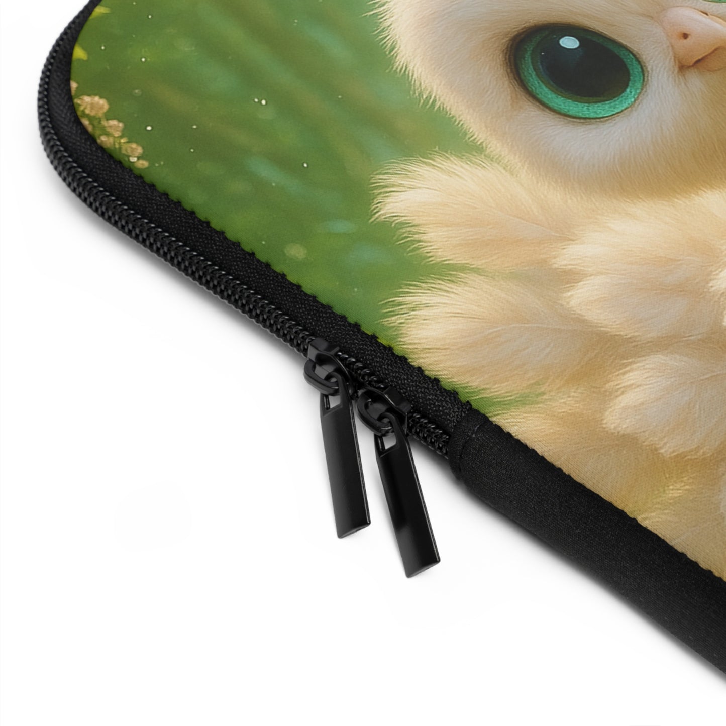 Tropical Laptop Sleeve, 5 Sizes - Perfect for Beach Lovers & Students / Baby White Peacock and Baby Capybara