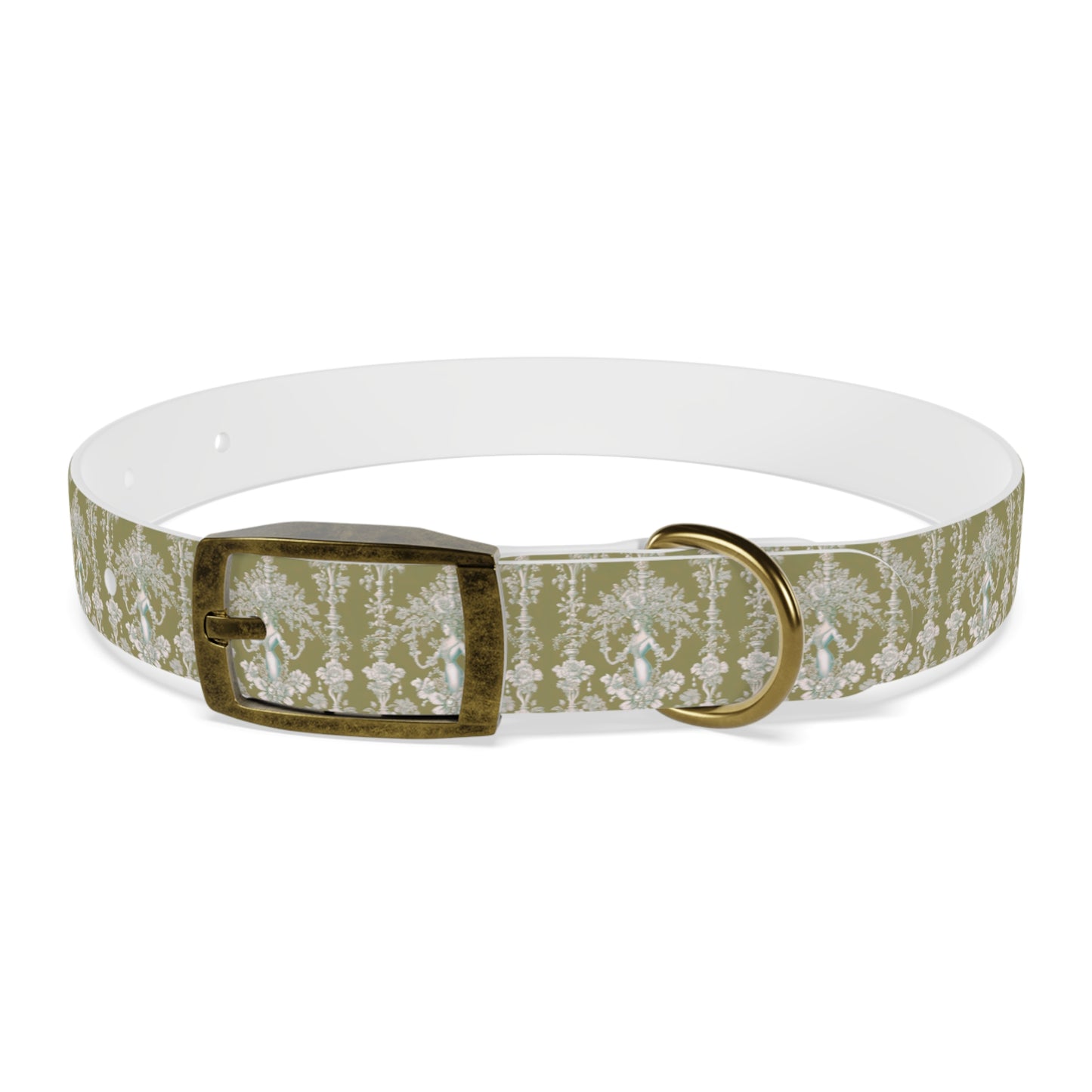 Dog Collar - Pearl Lady Toile, highborn green