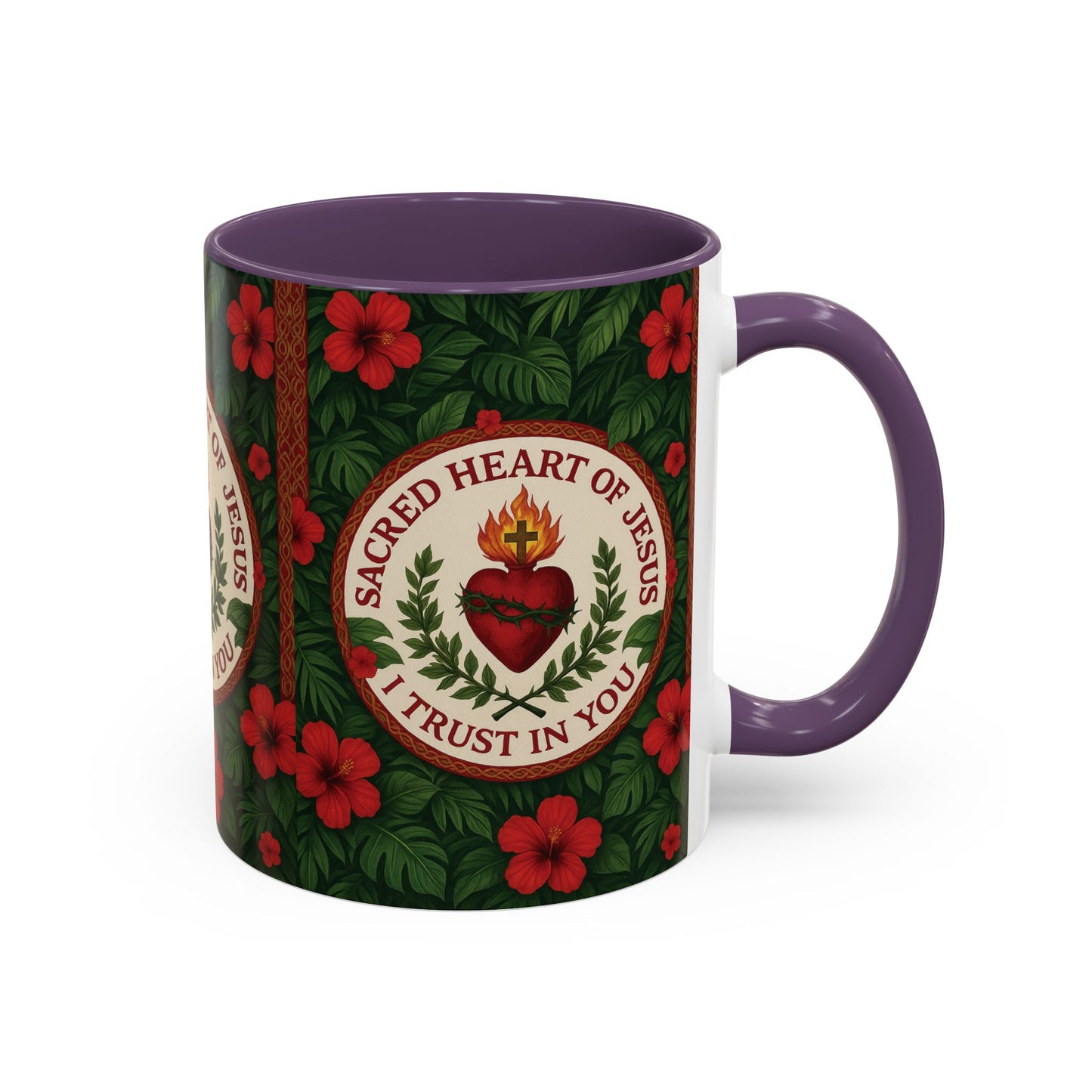 Religious Accent Color Coffee Mug (11, 15oz) / Sacred Heart of Jesus Prayer, Various Colors