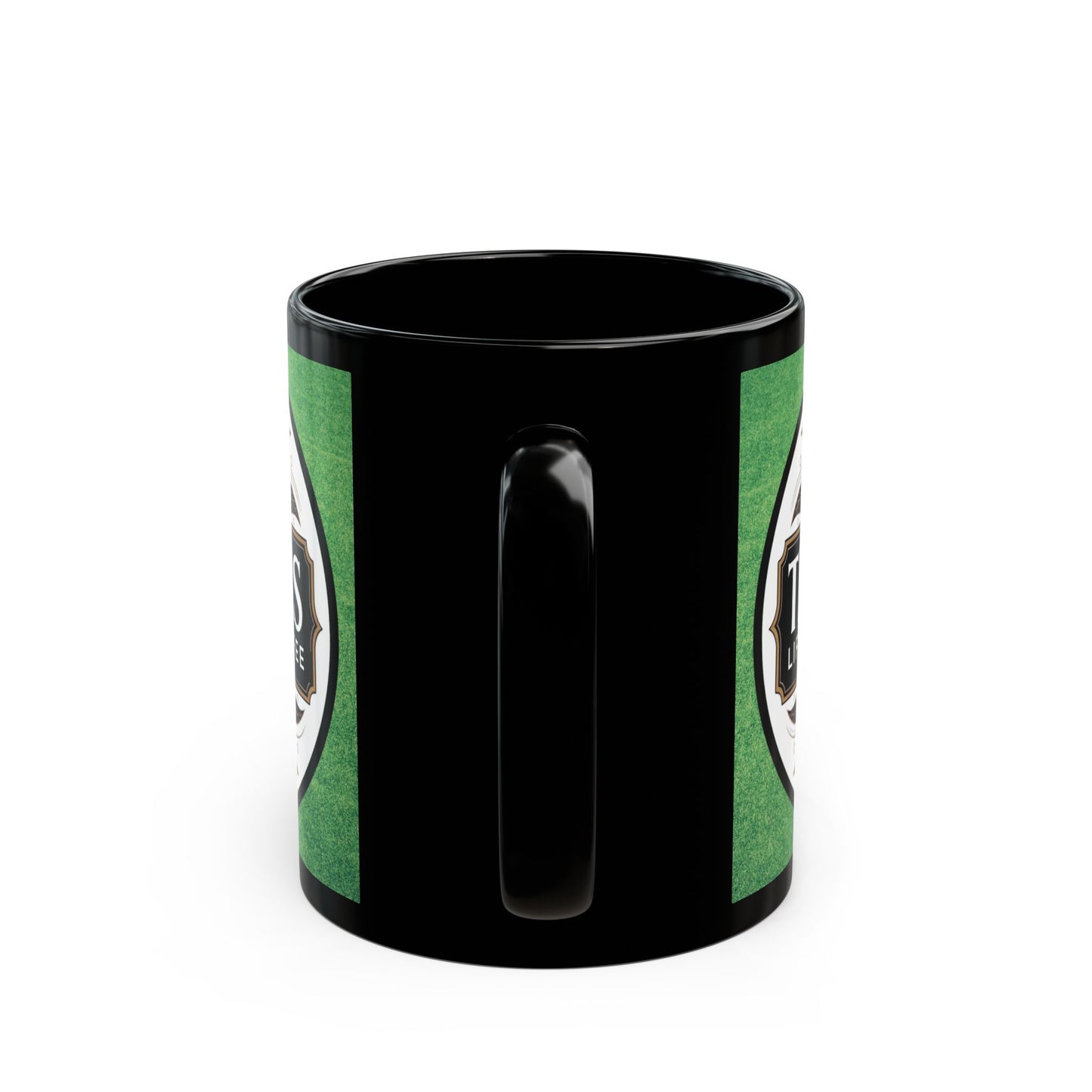 Black Coffee Mug - Green Bkground /TLCoffee Logo