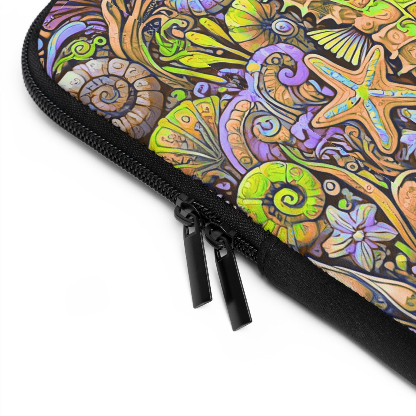 Tropical Laptop Sleeve, 5 Sizes - Perfect for Beach Lovers & Students / Seahorses, Yellow and Purple