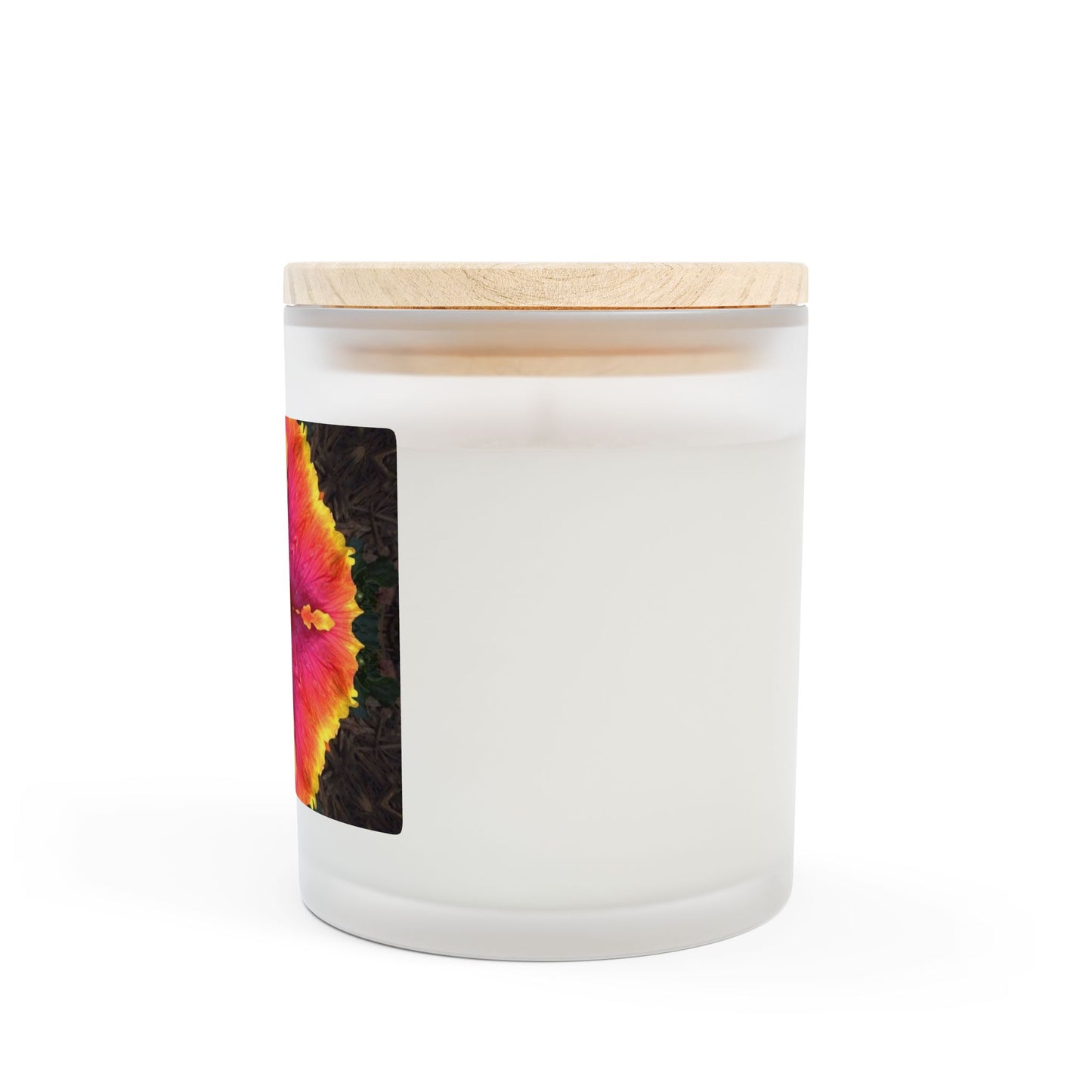 Frosted Glass Candle, 11oz, Hibiscus Kaleidoscope #1