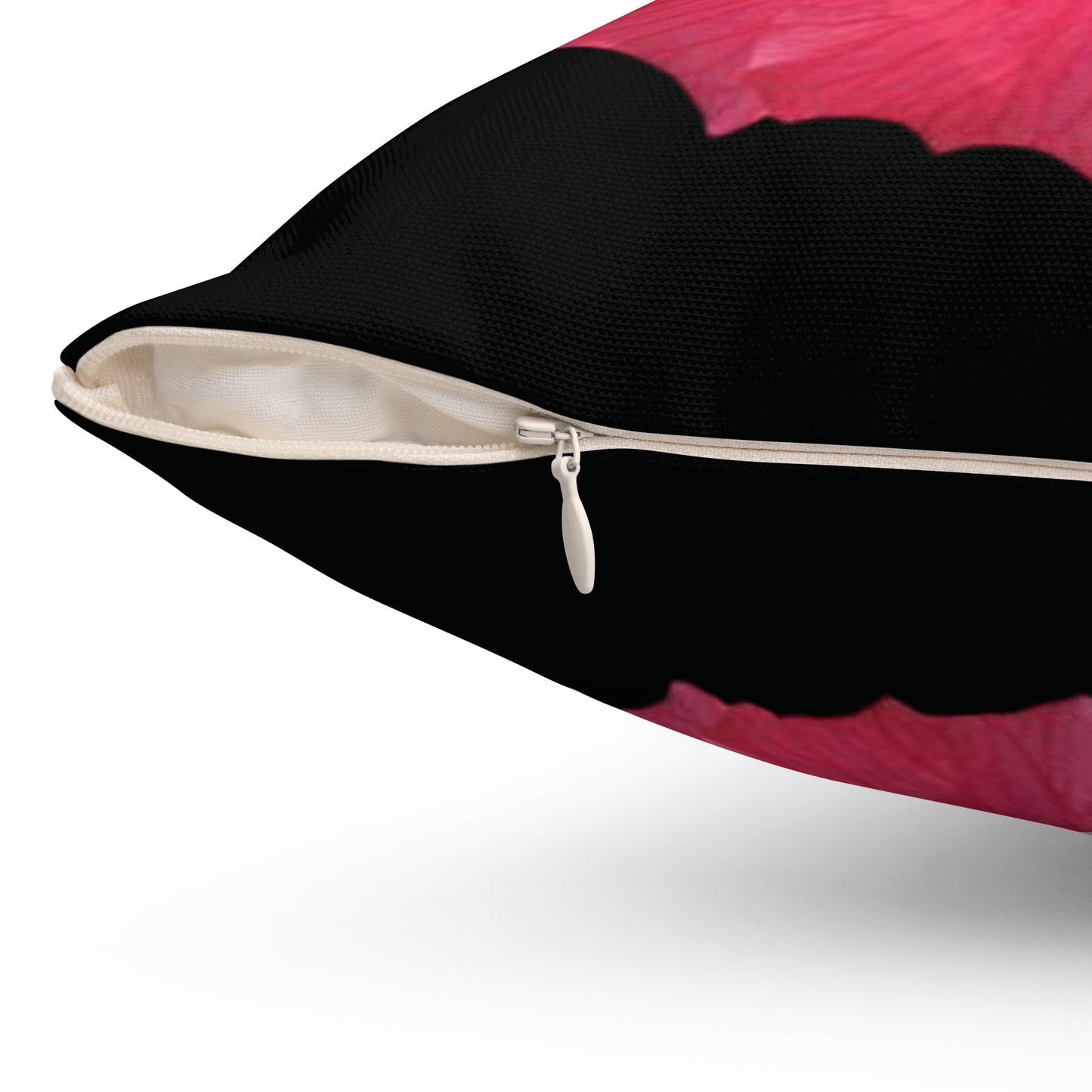 Decorative Pillow - Accent Cushion, 4 Sizes / Photo Pink Hibiscus, Black