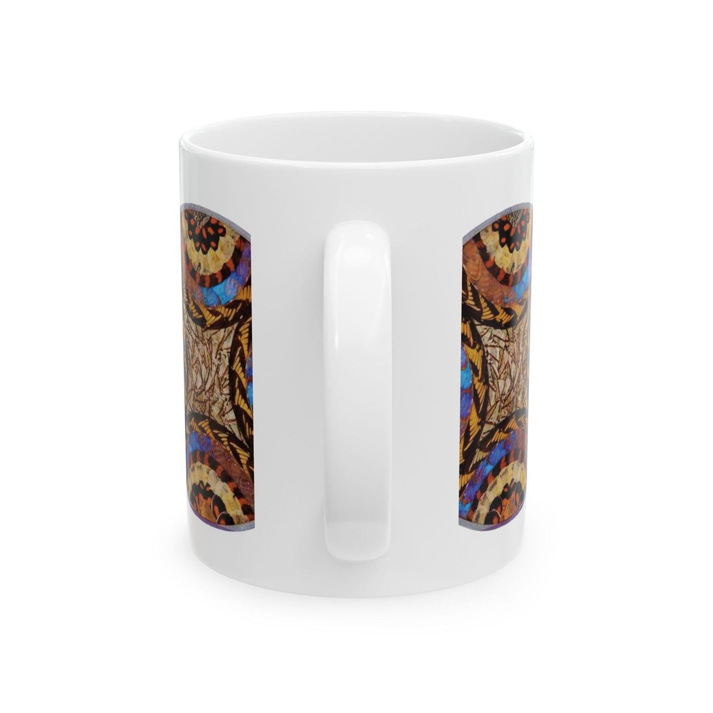 Ceramic White Mug - 11oz & 15oz, Real Butterfly Wing Plate #3