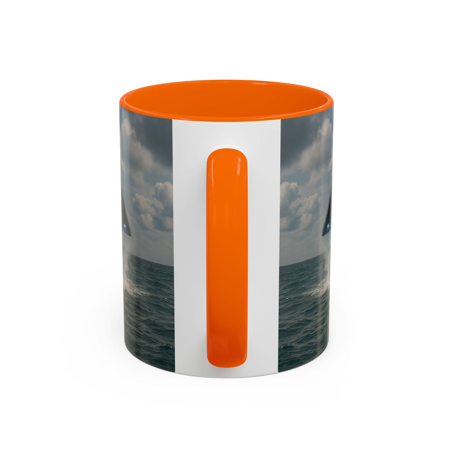 Accent Coffee Mug (11, 15oz), 8 Colors - UFO and Dolphin