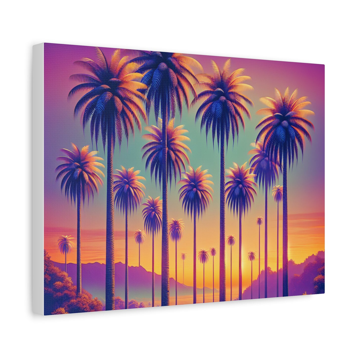 Matte Canvas, Stretched, Various Sizes / Sunset Palms