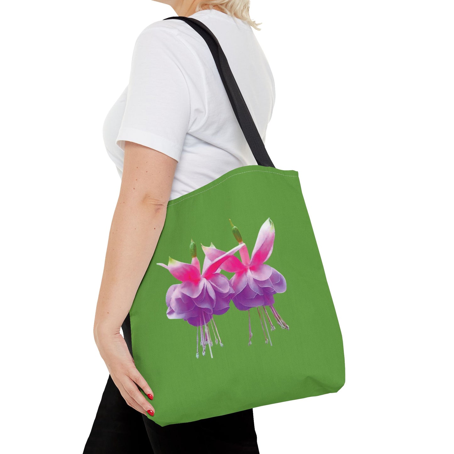 Tropical Real Two Fuchsias/Green Tote Bag - 3 Sizes