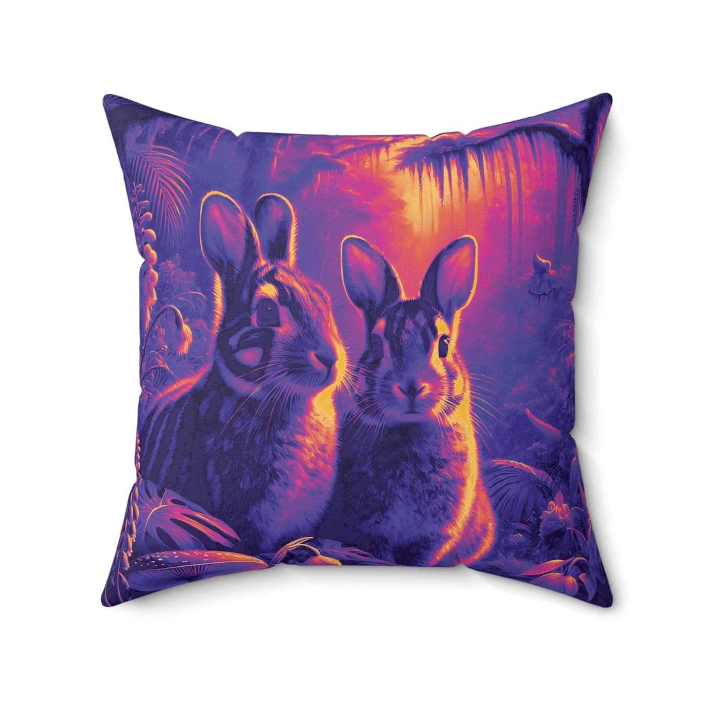 Decorative Pillow - Accent Cushion, 4 Sizes /Tropical Sumatran Rabbits/Purple Pop