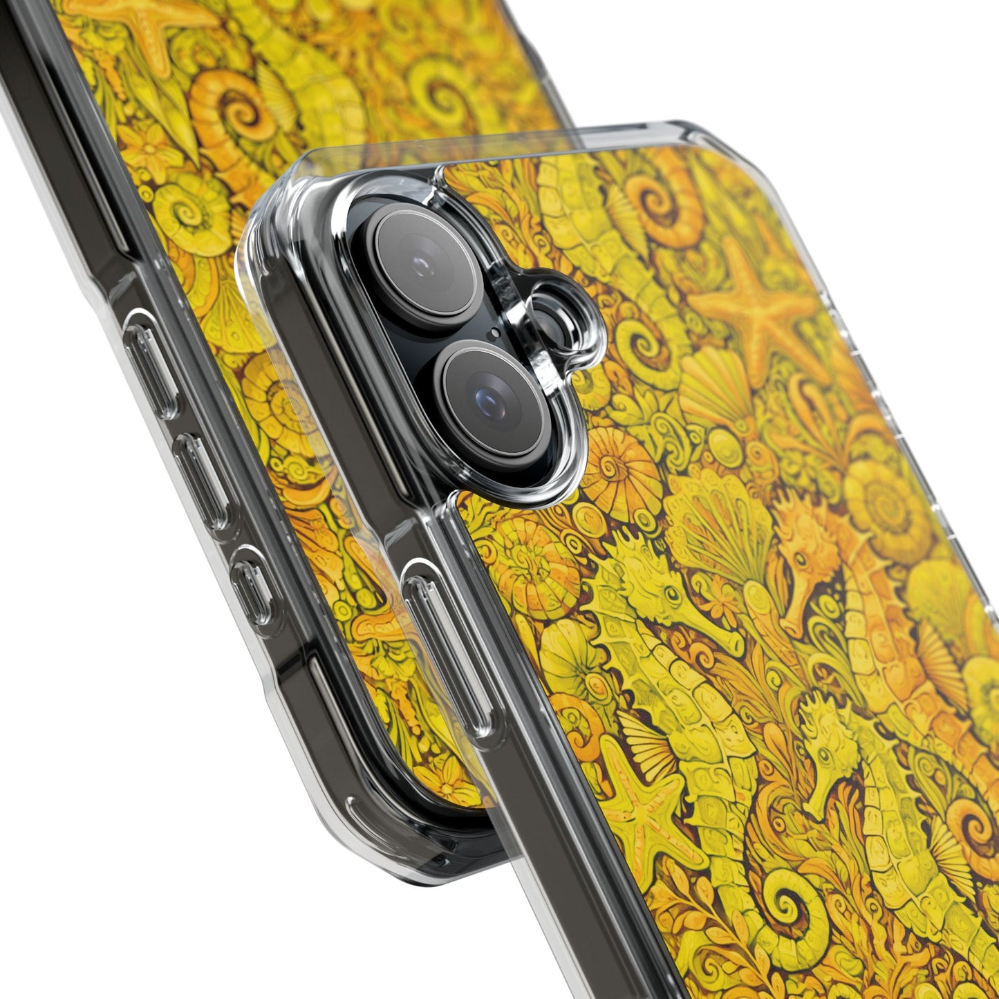 Seahorses/Yellow Magnetic Clear Phone Case, Many Models