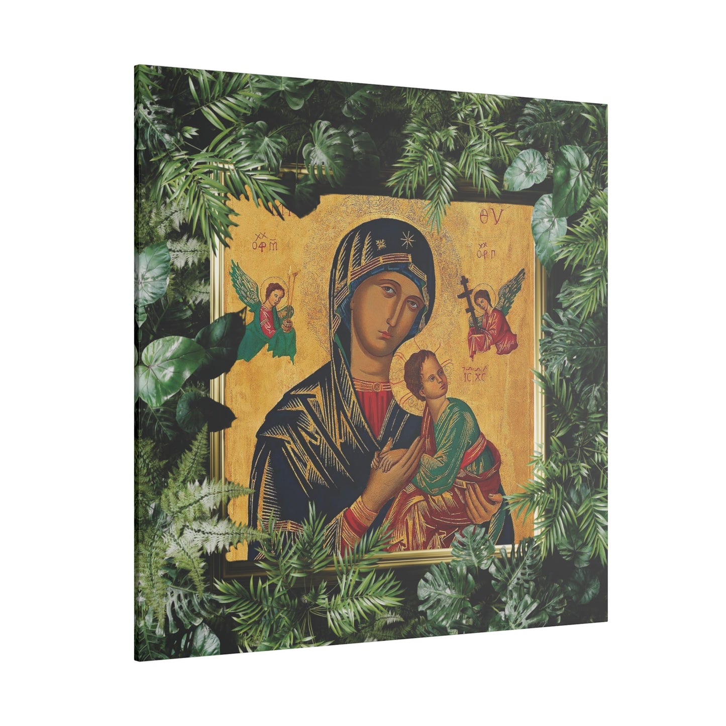 "Tropical Our Lady of Perpetual Help" Canvas Artwork - Stretched Canvas Print / Virgin Mary