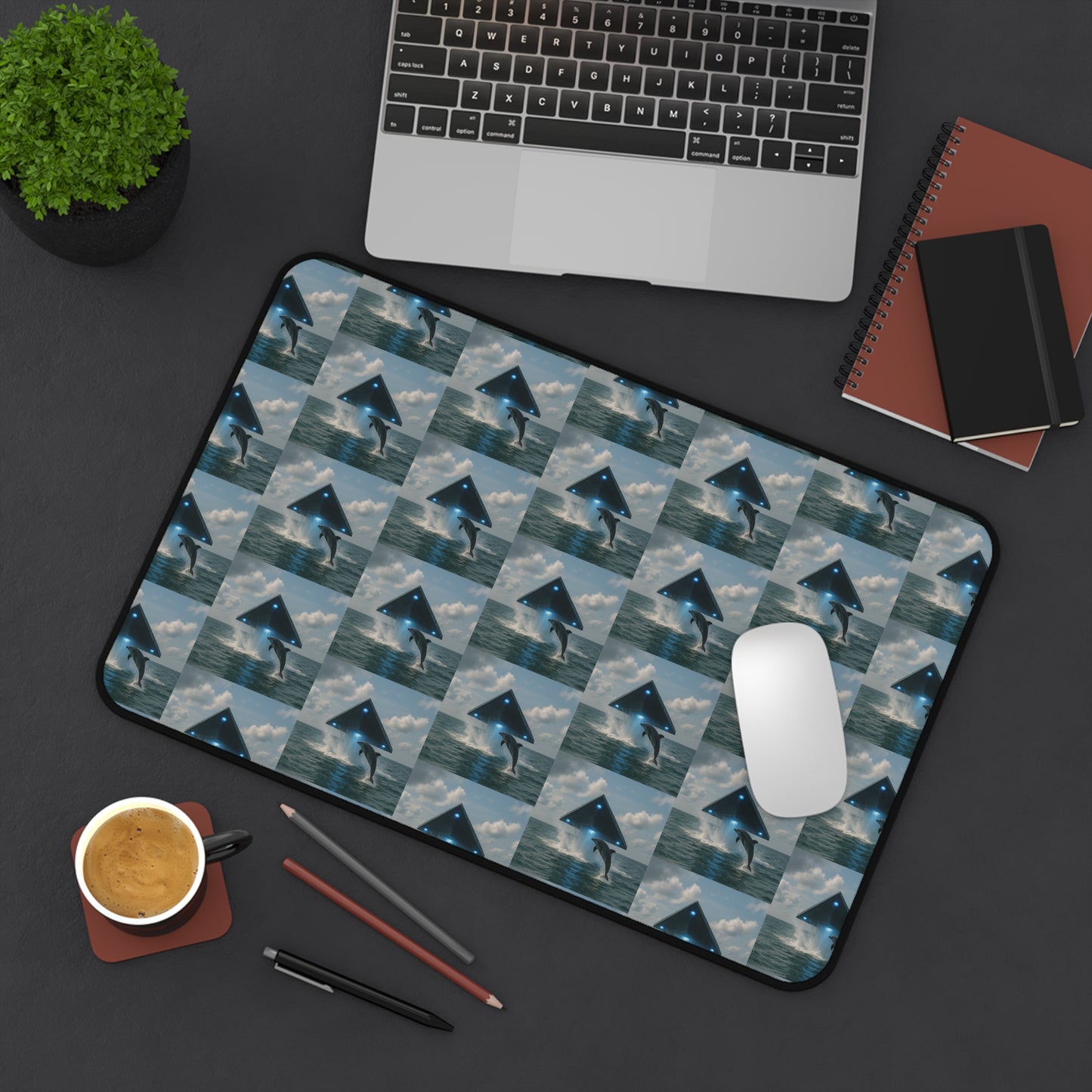 Tropical Mouse Pad/Desk Mat, 3 Sizes - Perfect for Home Office / UFO and Dolphin