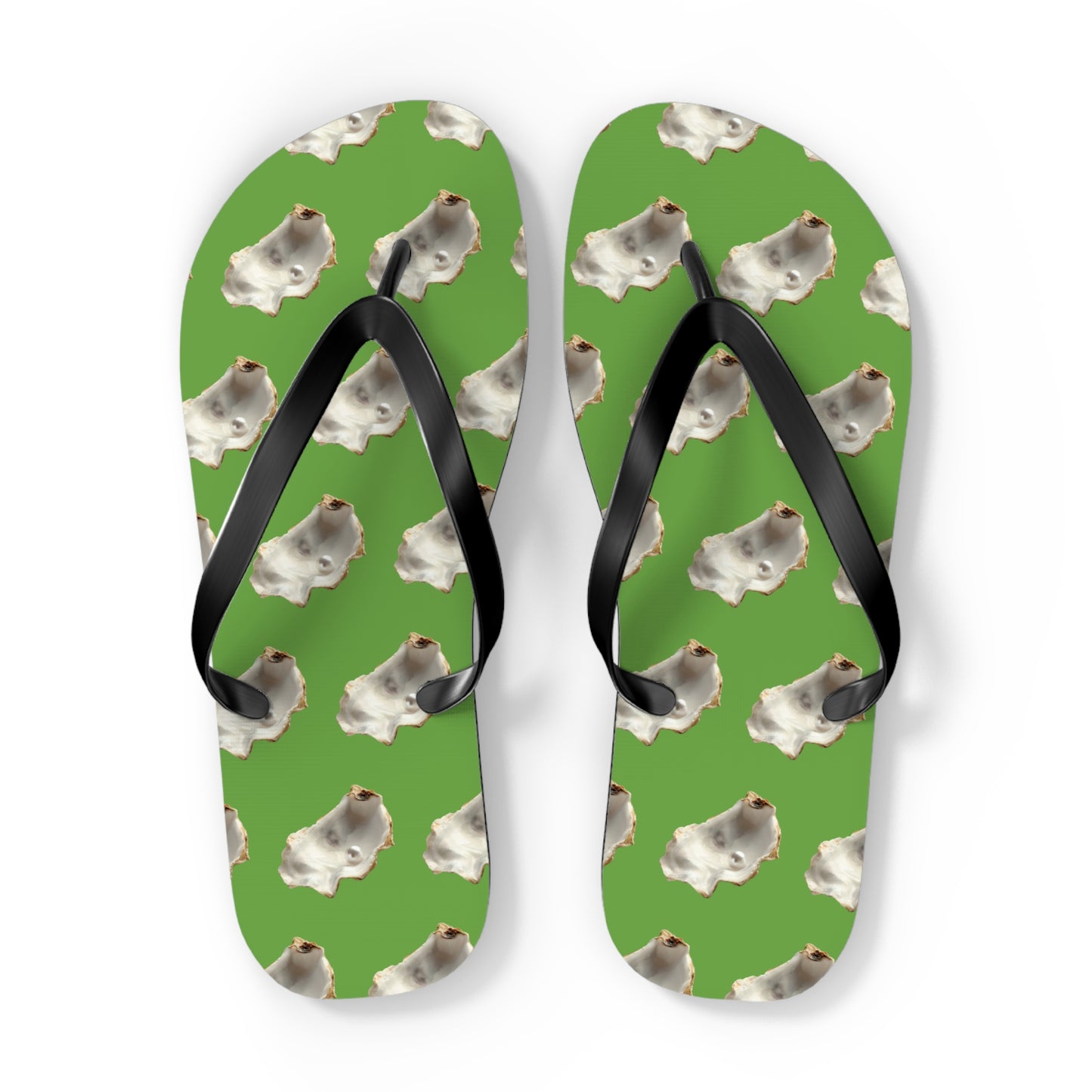 Flip Flops - White Pearl Oyster, green