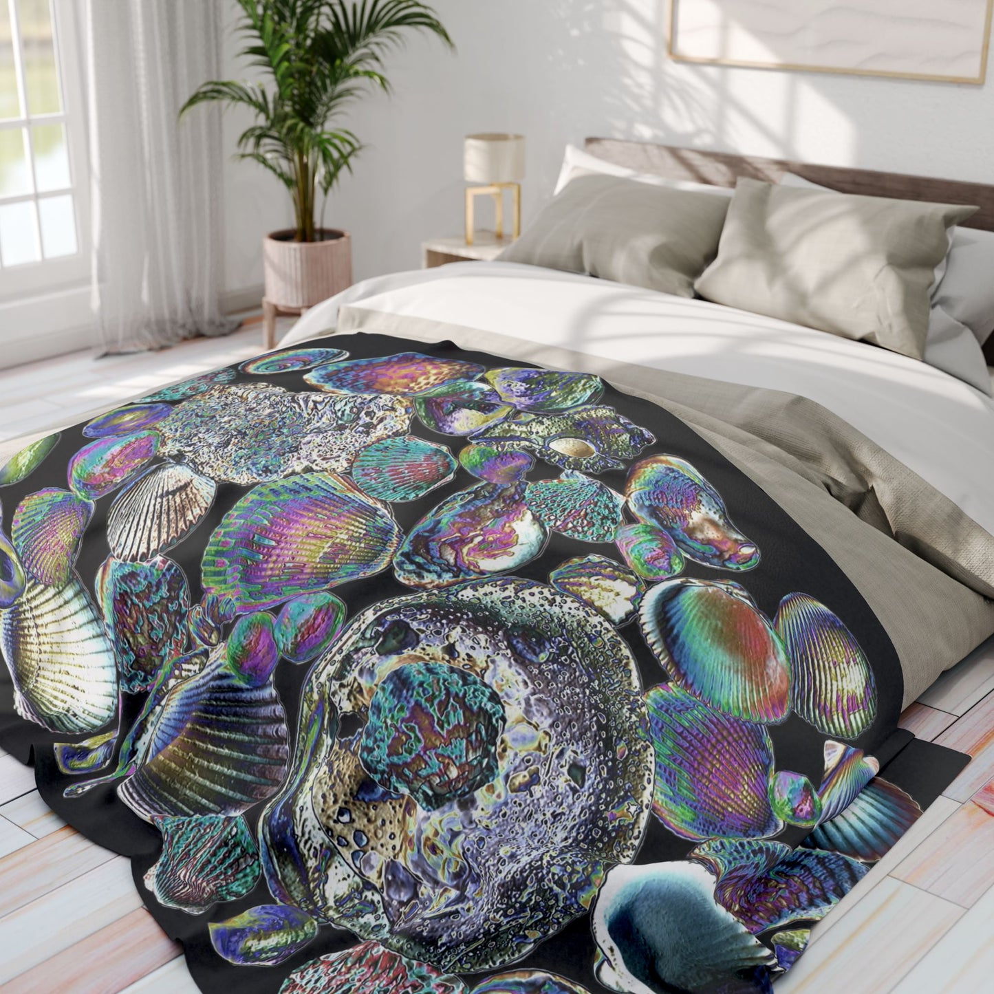 Heatwave Shell Collection in Black Fleece Blanket - Colorful Tropical Design