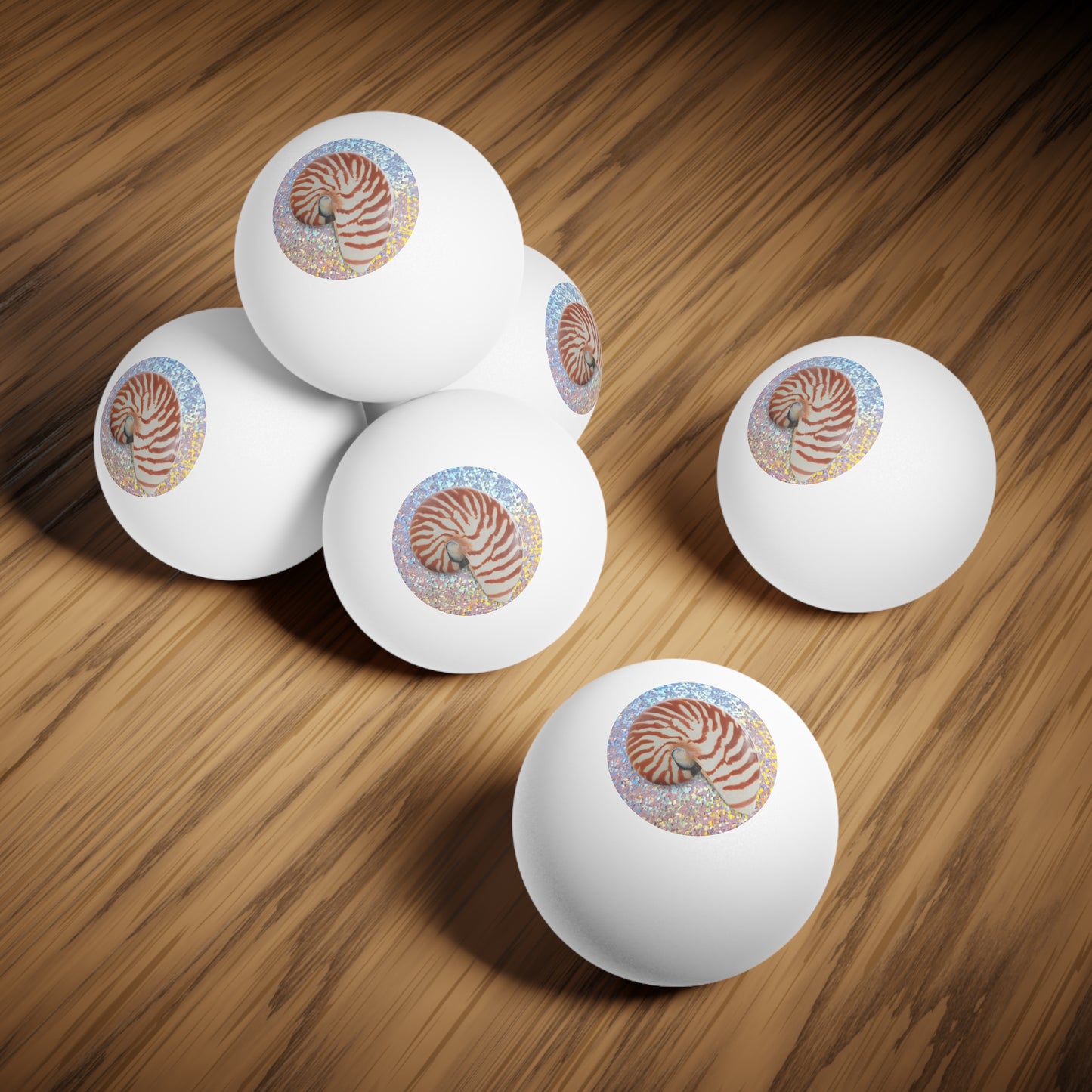 Tropical Paradise Ping Pong Balls - 6 Pack with Disco Striped Nautilus