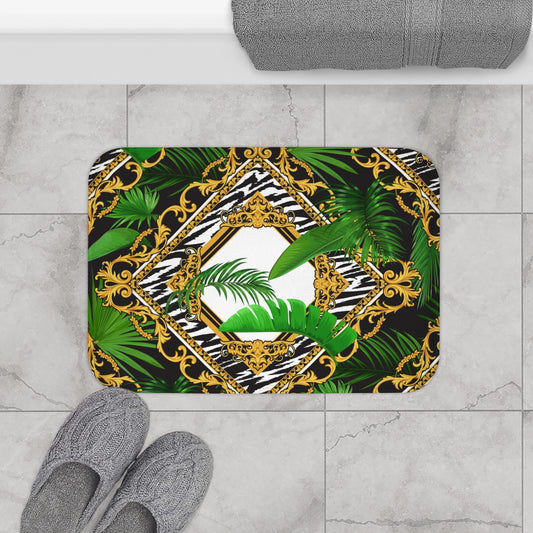 Tropical Bath Mat | Fun and Colorful Bathroom Decor / Jungle Luxe, White