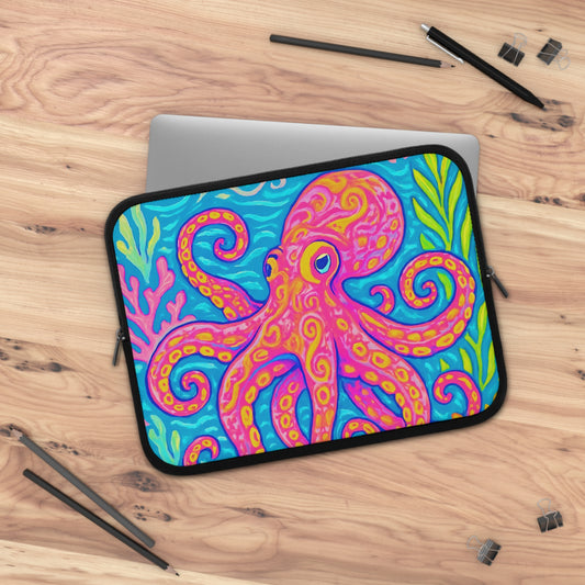 Tropical Laptop Sleeve, 5 Sizes - Perfect for Beach Lovers & Students / Octopus Kraken Joe