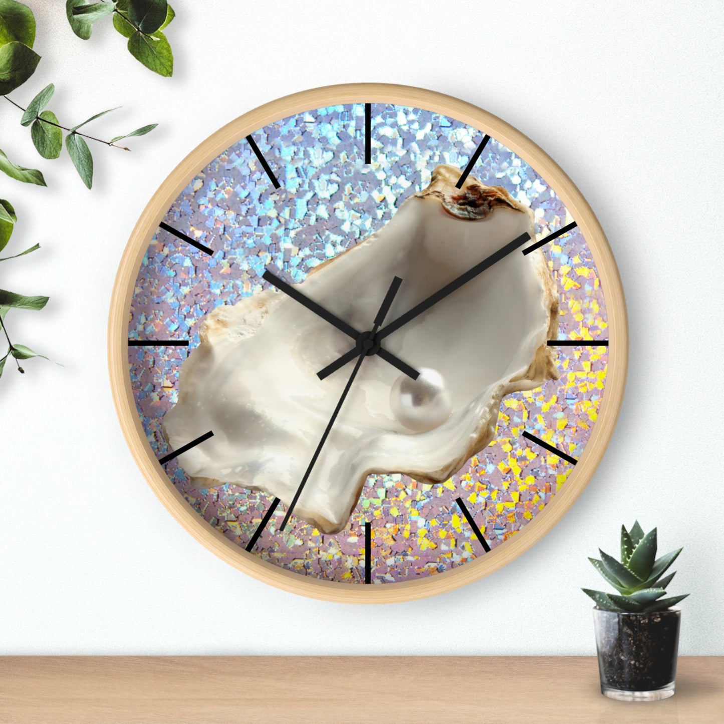 Wall Clock, Disco White Pearl Oyster, Hands/Base Variants