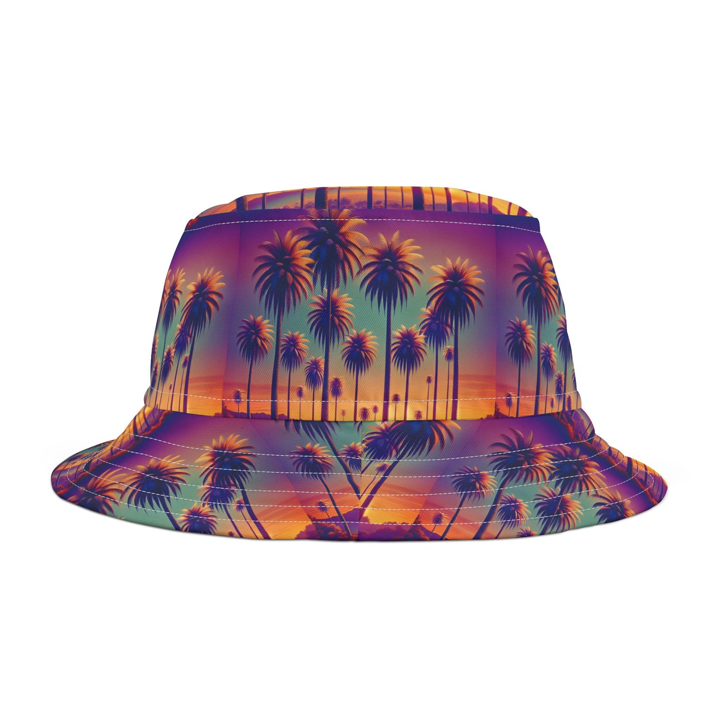 Tropical Polyester Bucket Hat, 2 Sizes - Sunset Palms