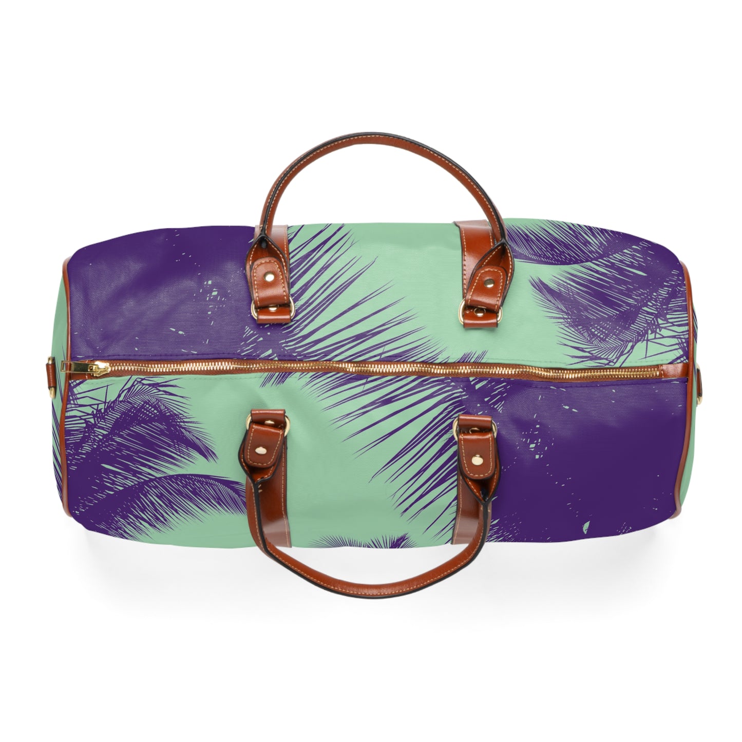 Tropical Waterproof Travel Bag - Perfect for Beach Getaways / Palm Glow, Minty