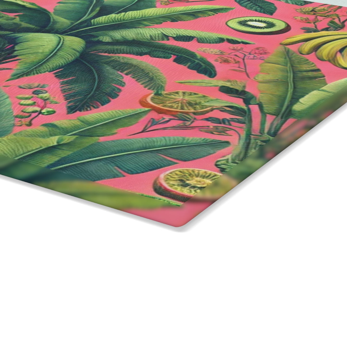 Glass Cutting Board, 2 sizes - Tropical Fruits, Pink