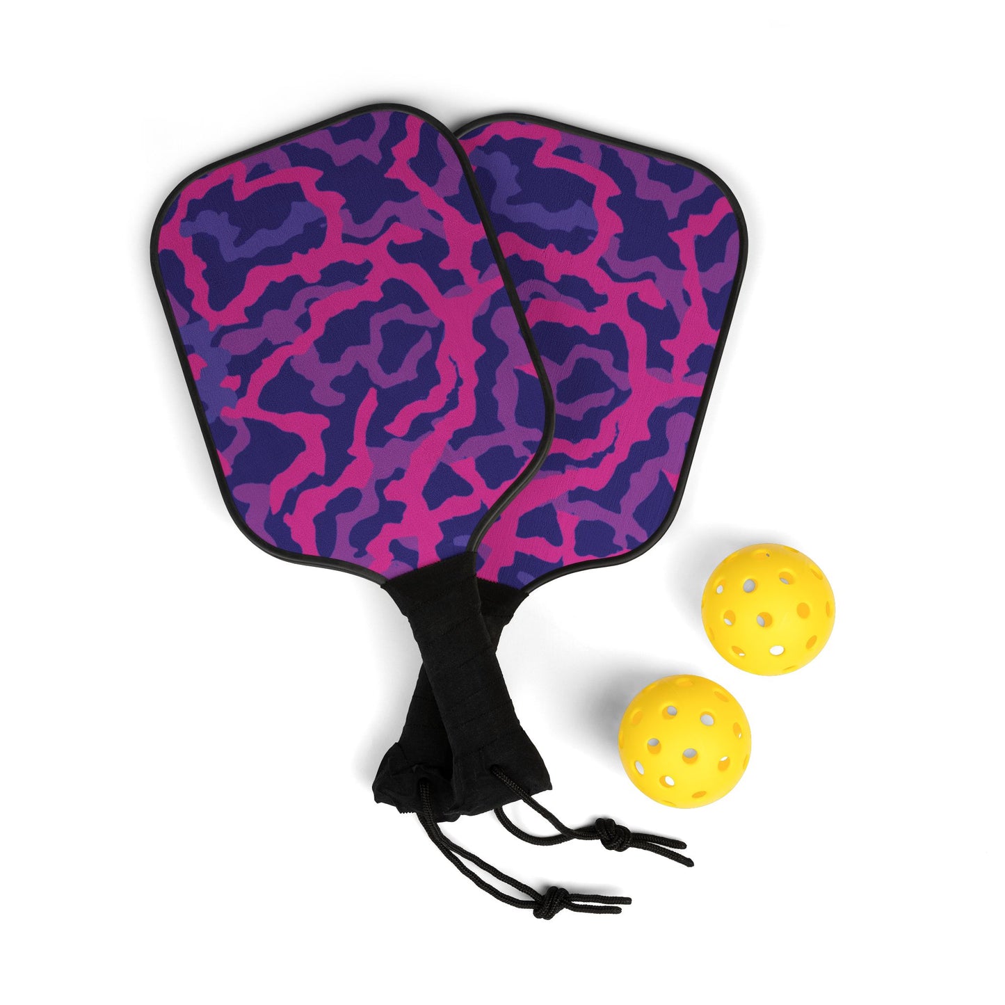 Tropical Pickleball Kit - Coastal Vibe Paddles & Balls Set / Coral Threads, Heatwave