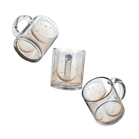 Tropical Glass Mug - 10oz Coffee Cup / Disco Sand Dollar