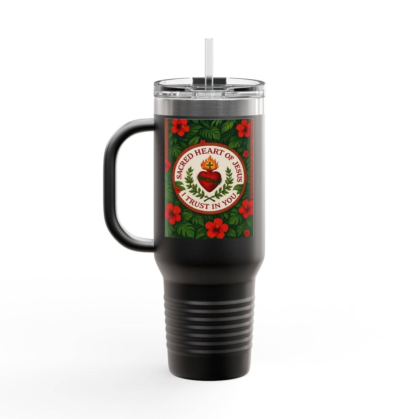 Religious Insulated Travel Mug, 40oz / Sacred Heart of Jesus - Perfect for Outdoor Adventures