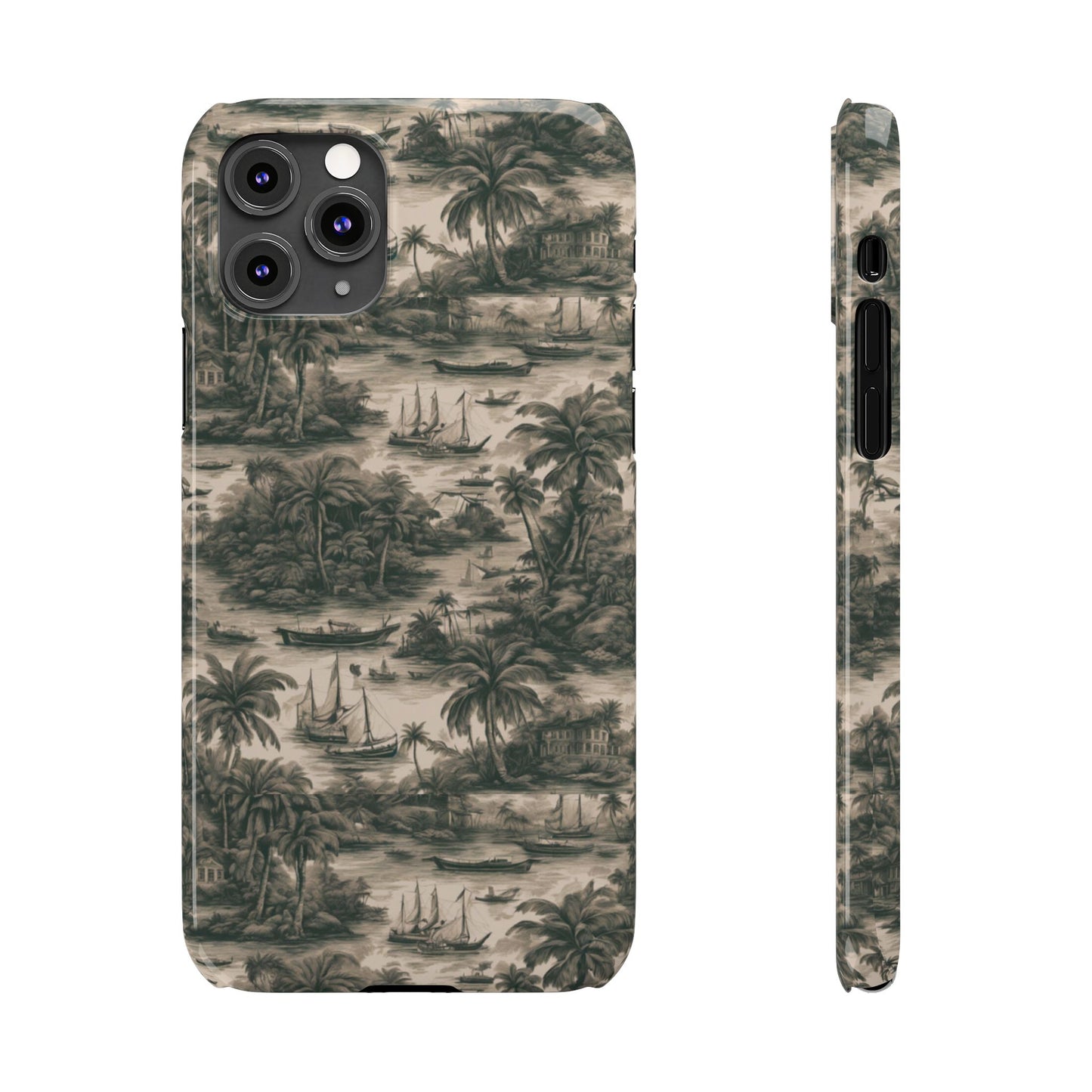 Slim Phone Cases - Tropical Toile #1, black