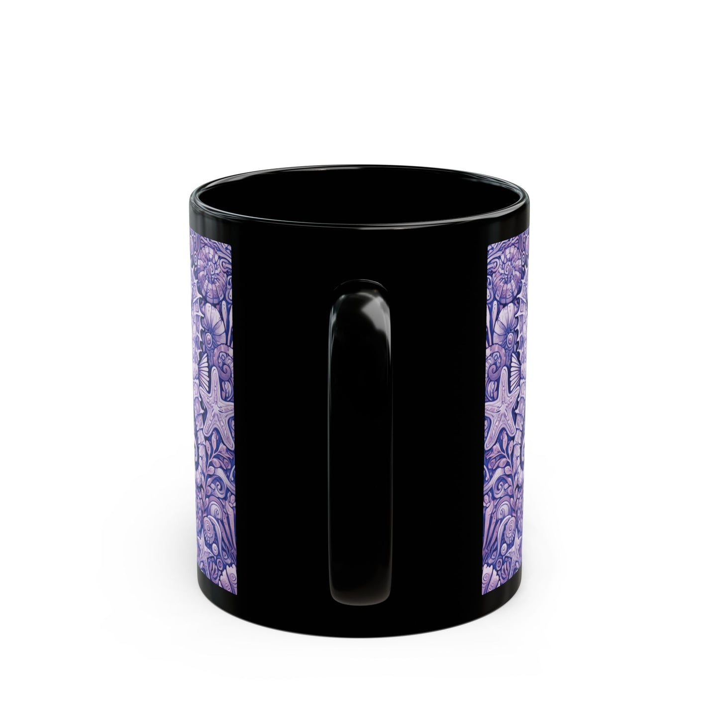 Black Coffee Mug - Seahorse Trio, Purple