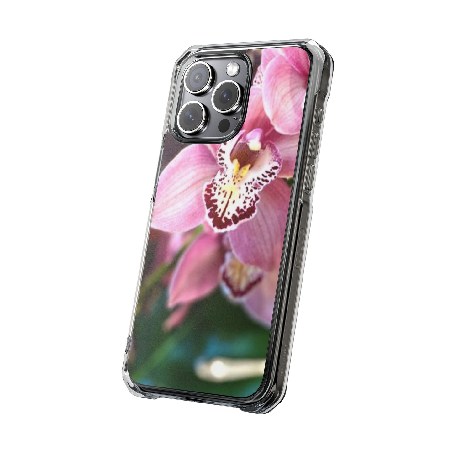 Pink Orchid/Photo Magnetic Clear Phone Case, Many Models