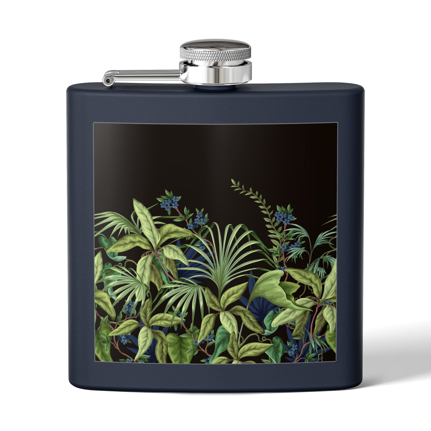 Tropical Stainless Steel 6 oz. Flask, Many Colors  – Midnight Jungle