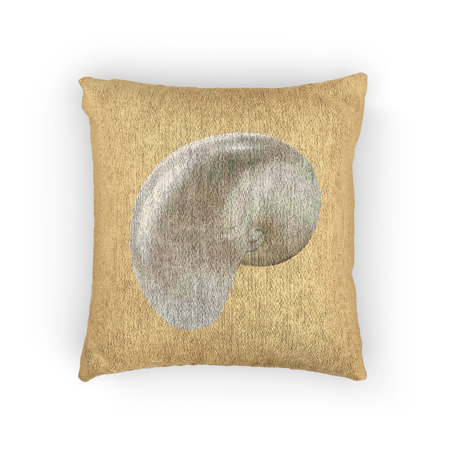 Woven Pillow, 17"W x 18"L - White Nautilus Shell, Yellow