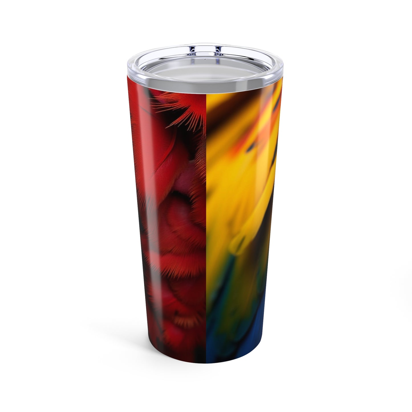 20oz Tropical Glossy Tumbler, Stainless Steel / Parrot Macaw Feathers