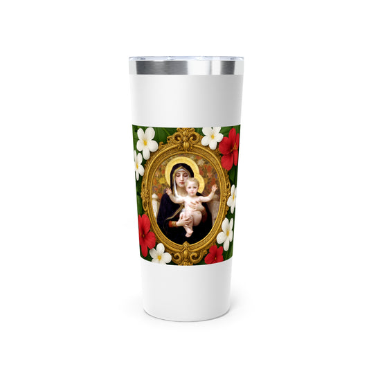 Religious Copper Vacuum Insulated Tumbler, 22oz - Virgin of the Lilies