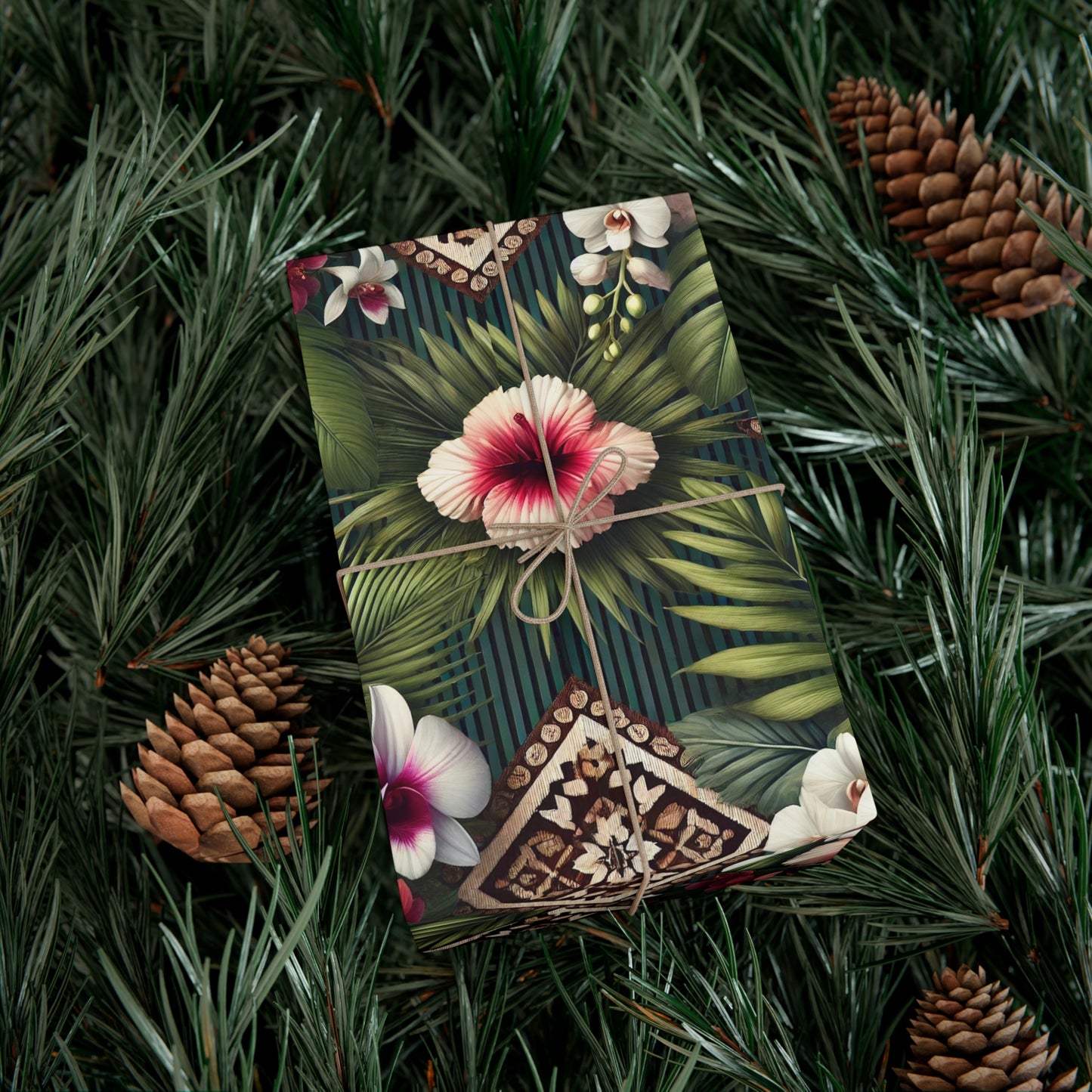 Wrapping Paper - Tropical Gift Wrap for All Occasions / 3 Sizes, 2 Finishes / Tiki Orchids