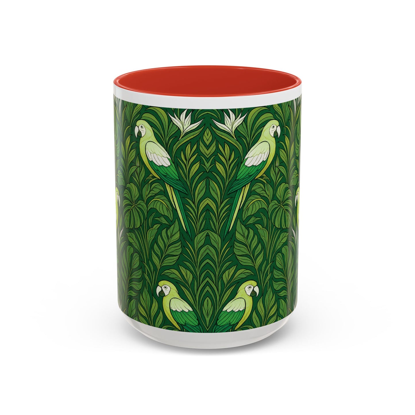 Accent Coffee Mug (11, 15oz), 8 Colors - Parrot Family, Lime